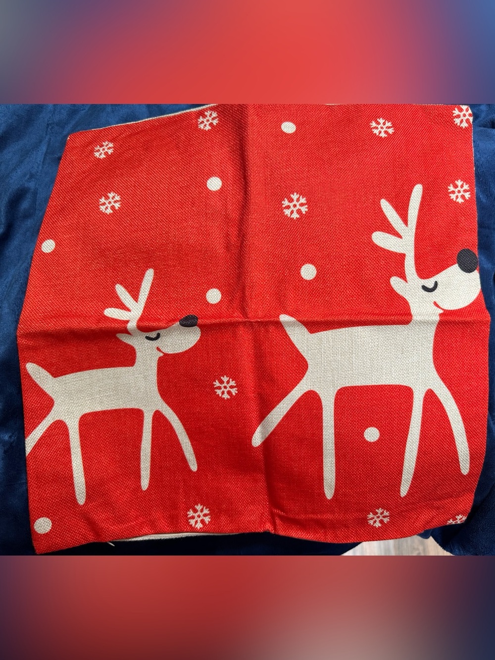 Festive Red Reindeer Holiday Pillow Cover